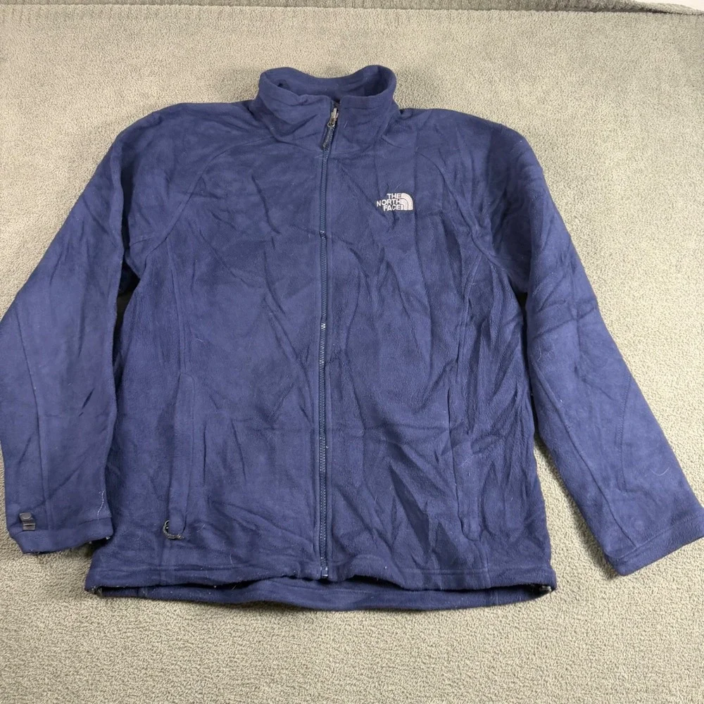 The North Face Mens Full Zip Fleece Jacket Navy Blue Mock Neck Large 9013